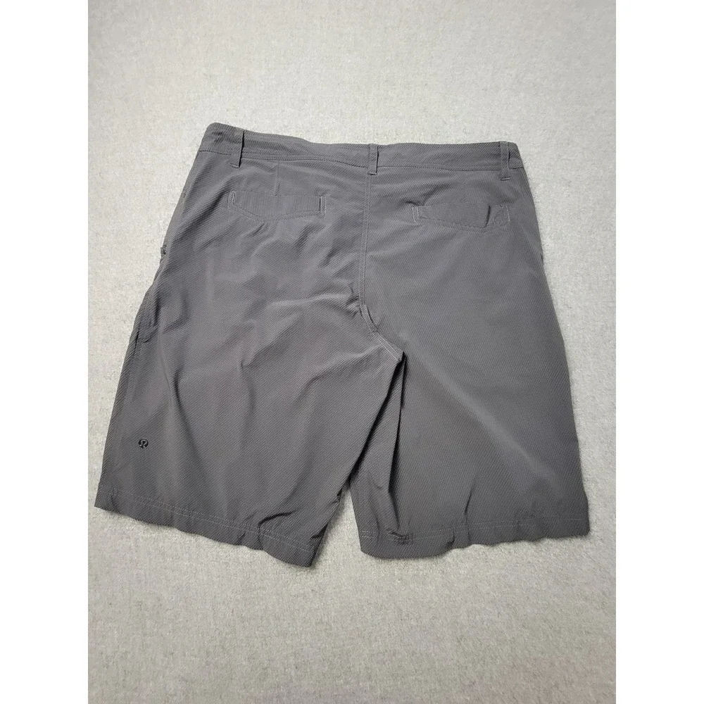 Lululemon‎ Shorts Mens Gray Micro Check Slash Pocket Hiking Outdoor
